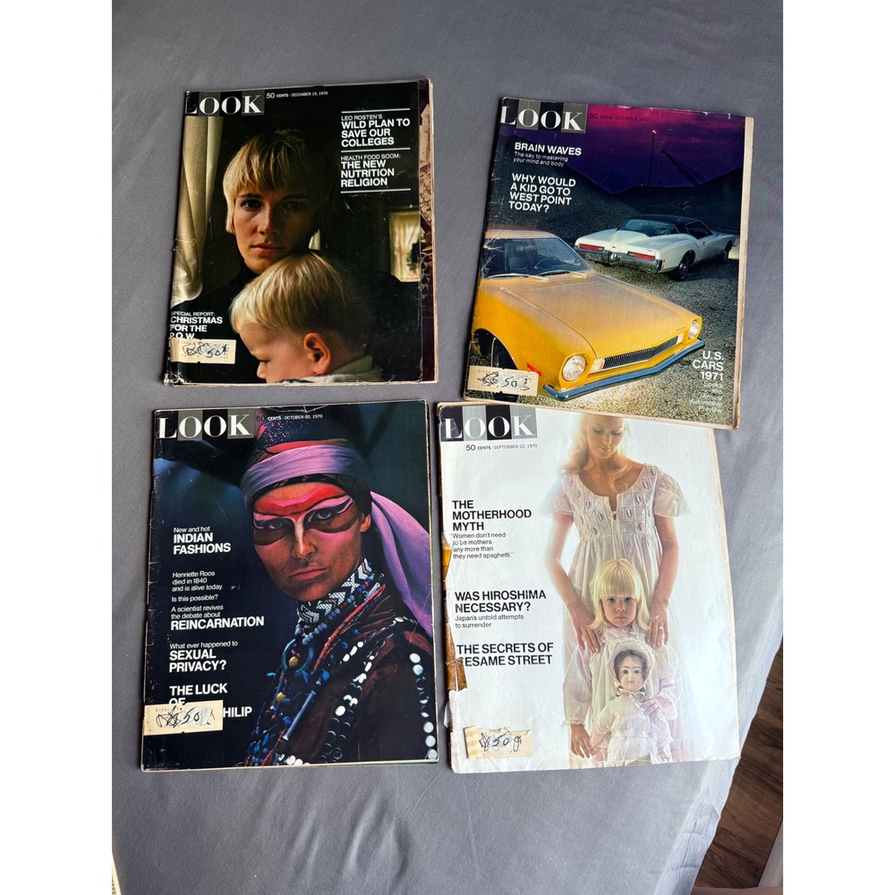 Vintage LOOK Magazine 1970 Lot of 4 Classic Cars Native American Mid Century Ads
